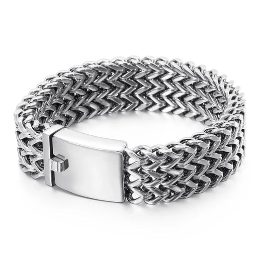 New Stainless Steel Link Chain Bracelets High Polished Dubai Gold Color Mesh Bracelets Men Cool Jewelry Accessories Gifts