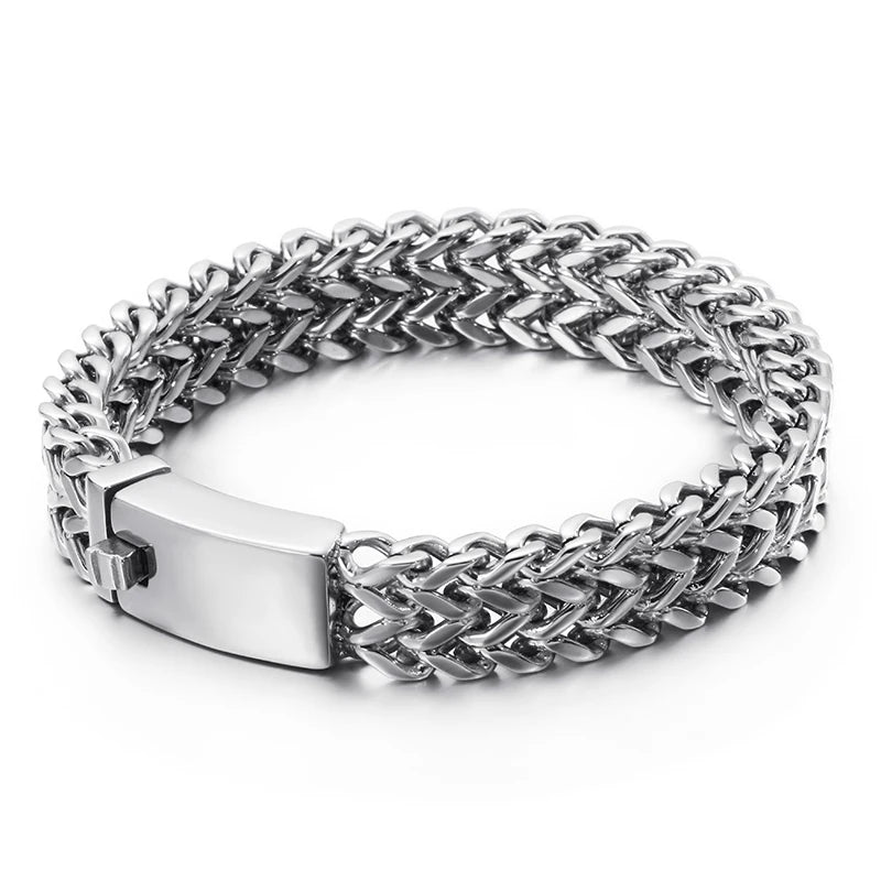 New Stainless Steel Link Chain Bracelets High Polished Dubai Gold Color Mesh Bracelets Men Cool Jewelry Accessories Gifts